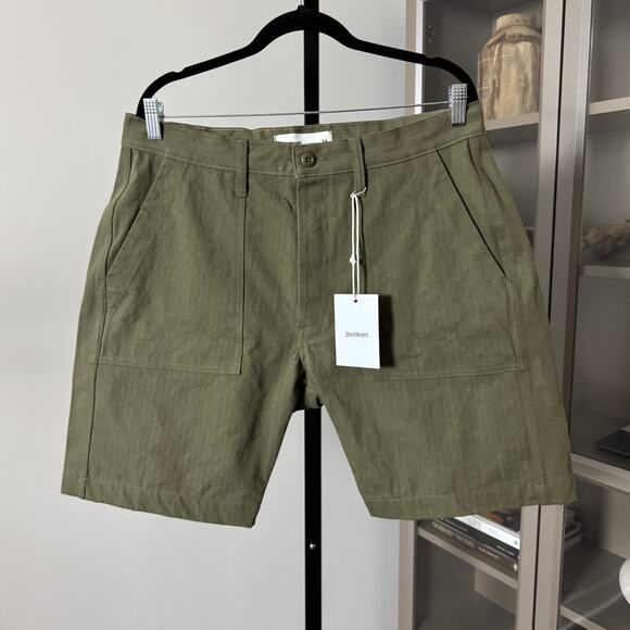 3sixteen Fatigue Washed Olive HBT Shorts 34 NEW Green Herringbone Twill Military - Picture 2 of 7